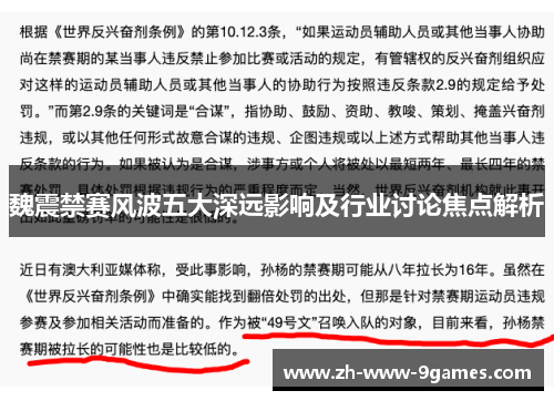 魏震禁赛风波五大深远影响及行业讨论焦点解析
